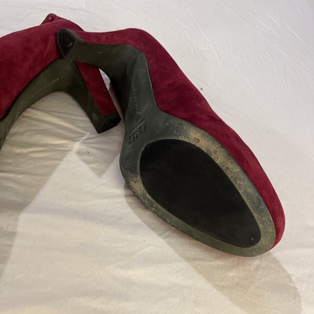 Sz 9.5 Women Eileen Fisher Leather Suede Pumps Shoes burgundy red - Picture 3 of 6
